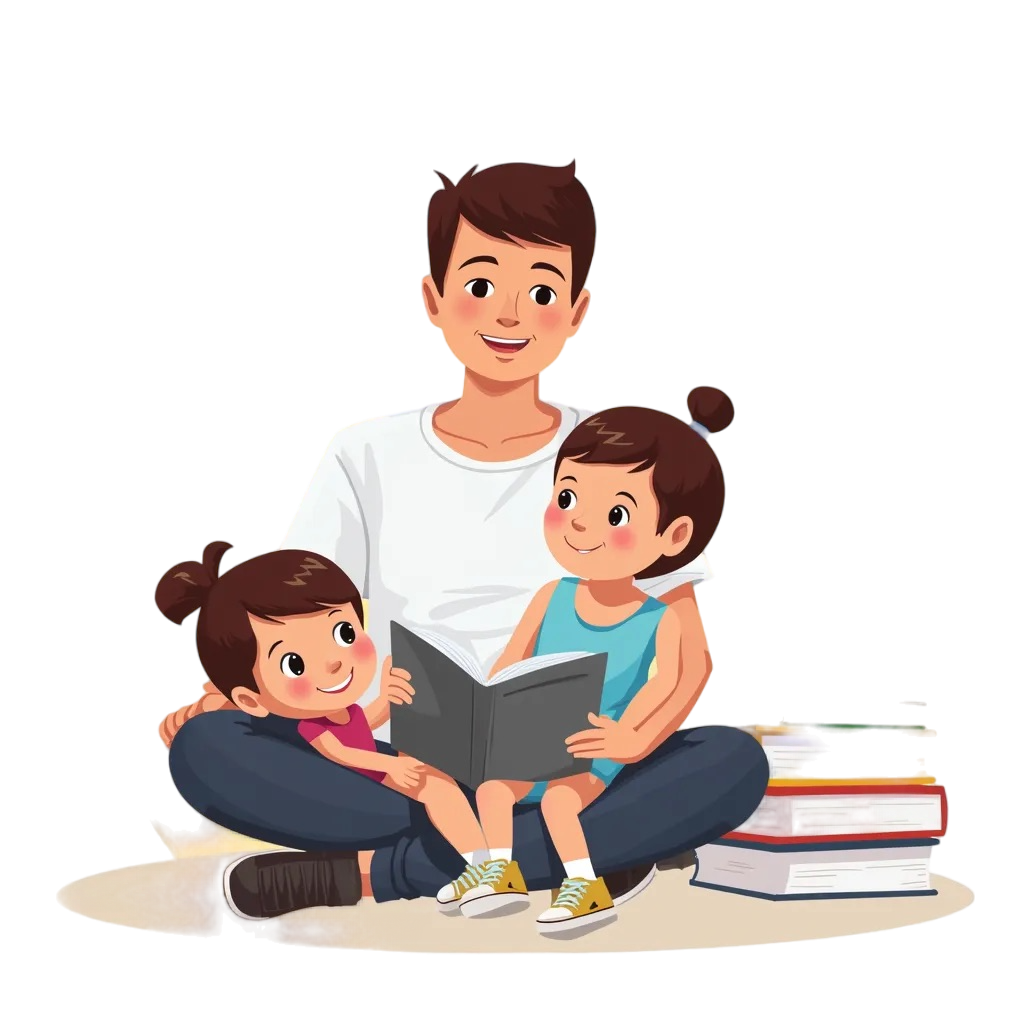 Children reading a magical book